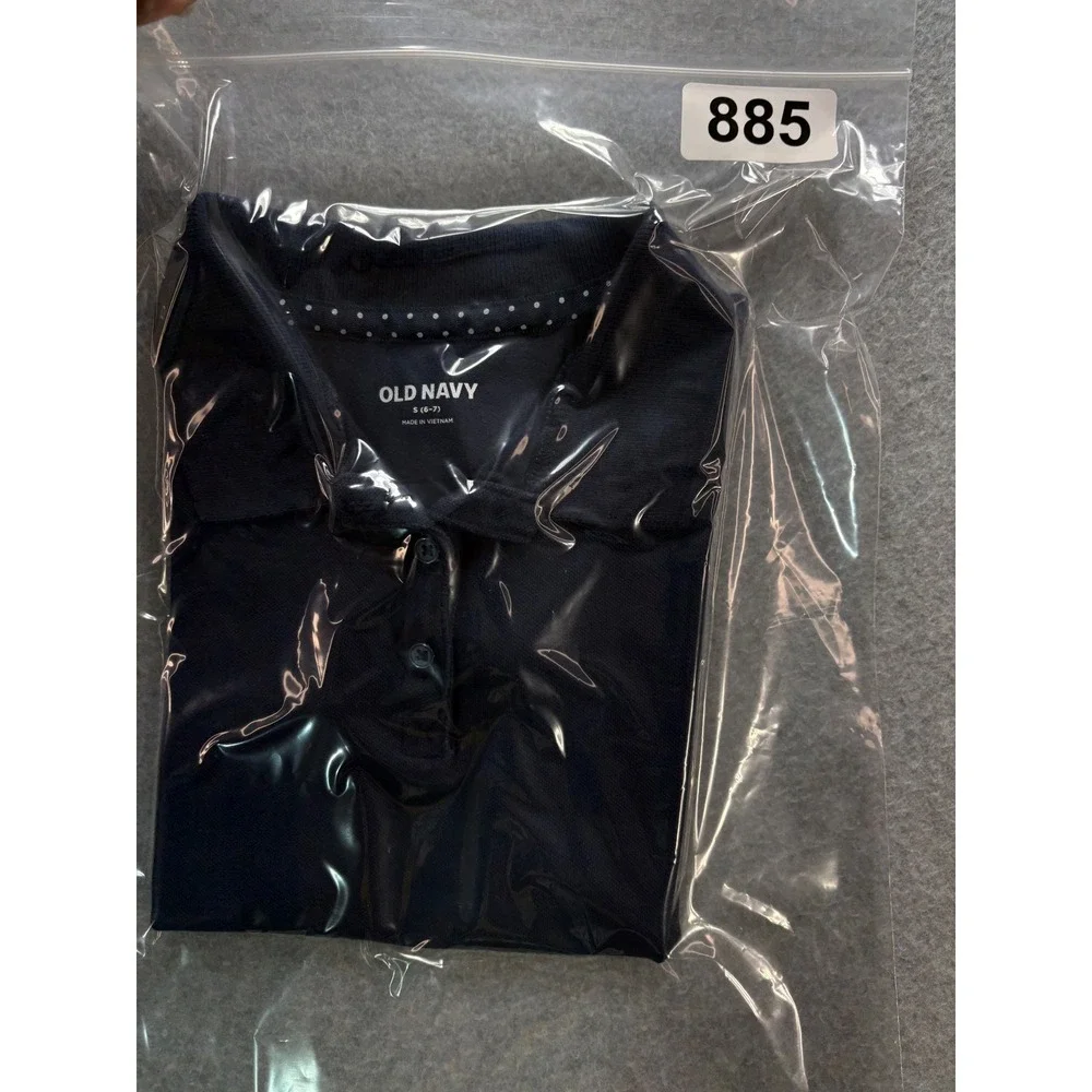 Old Navy Kids Navy Blue Short Sleeve Pique Polo Shirt Size S 6-7 School Uniform